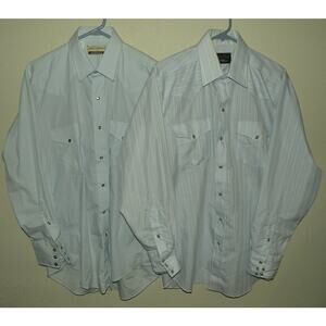 Lot 2 Western Pearl Snap Men’s L 16-34 LS Shirts Made USA Karman Panhandle Slim